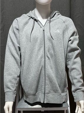 Jordan Grey Zip-Up Hoodie with Embroidered Jumpman